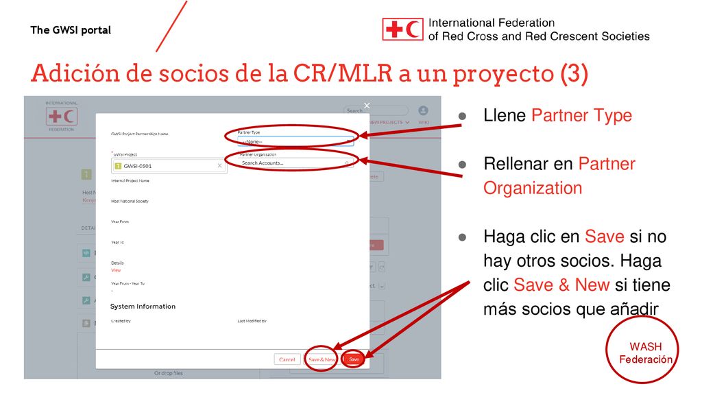 Adición de socios de la CR/MLR a un proyecto (3)