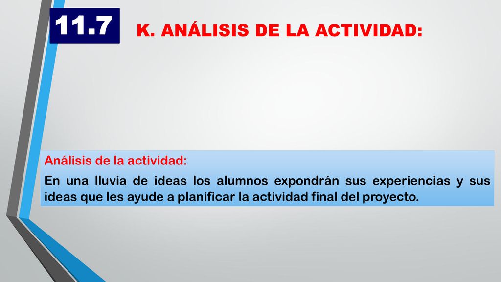 11.7 K. ANÁLISIS DE LA ACTIVIDAD: Análisis de la actividad: