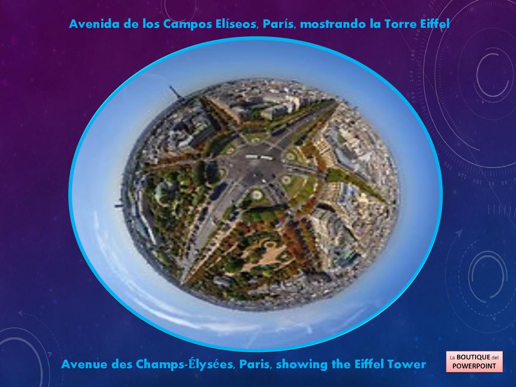Avenida de los Campos Elíseos, París, mostrando la Torre Eiffel