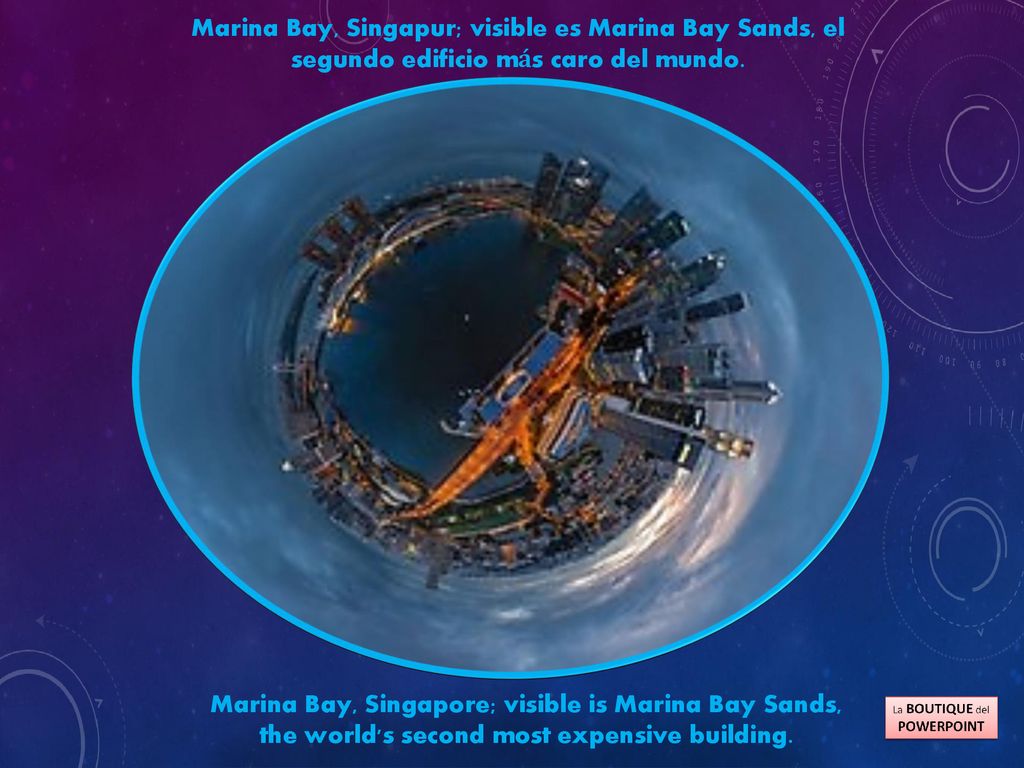 Marina Bay, Singapur; visible es Marina Bay Sands, el segundo edificio más caro del mundo.
