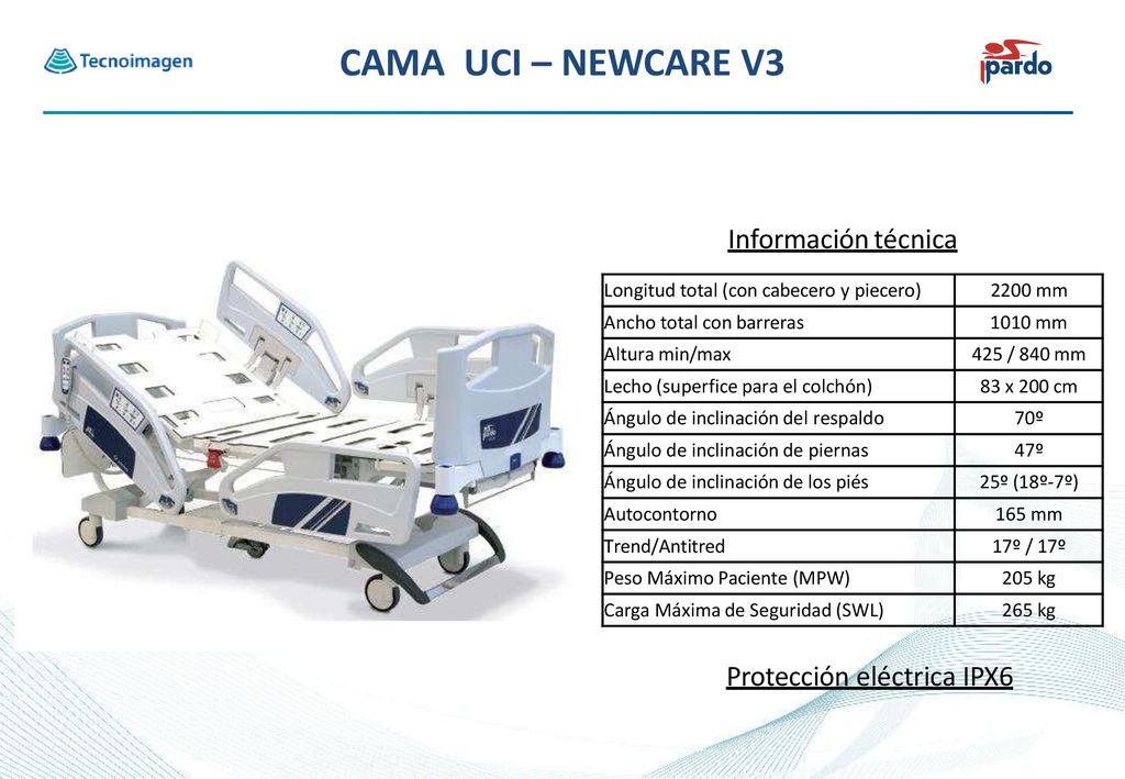 CAMA UCI – NEWCARE V3 CAMA UCI – NEWCARE V3 Información técnica