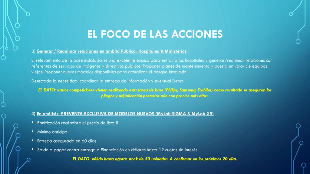 el FOCO de las acciones 3) Generar / Reanimar relaciones en ámbito Público: Hospitales & Ministerios.