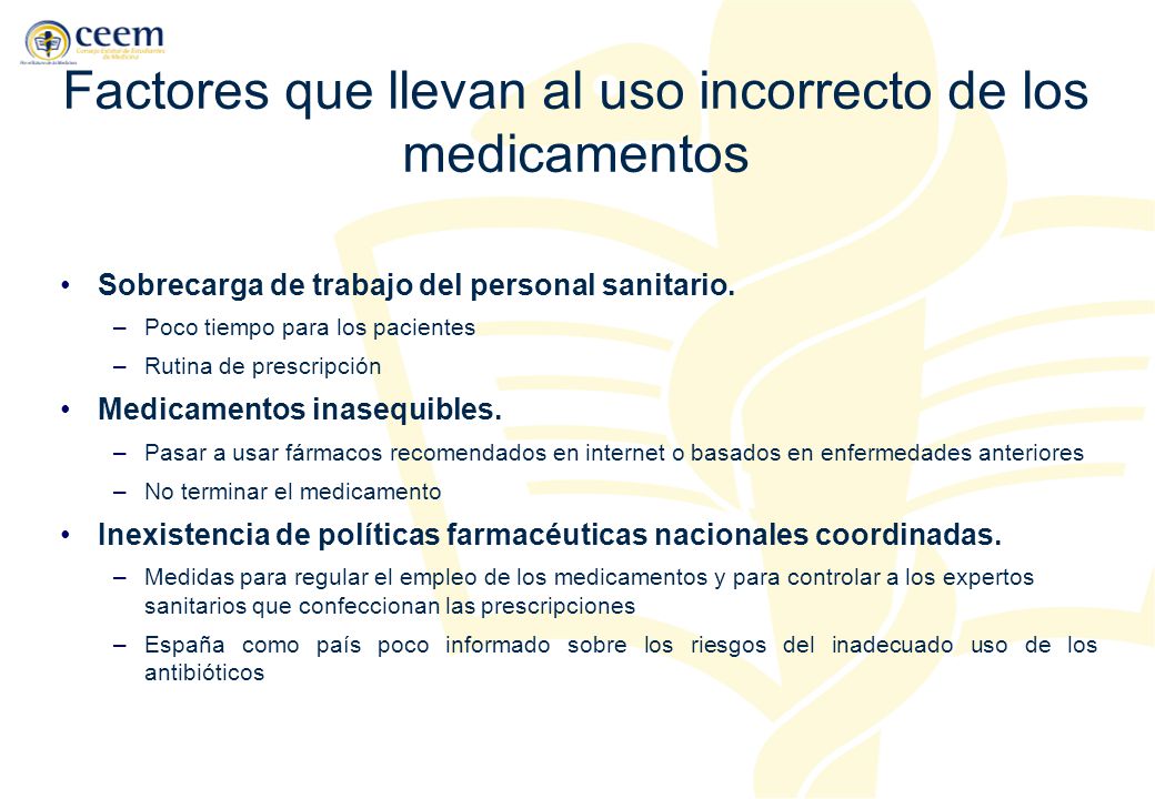 Factores que llevan al uso incorrecto de los medicamentos