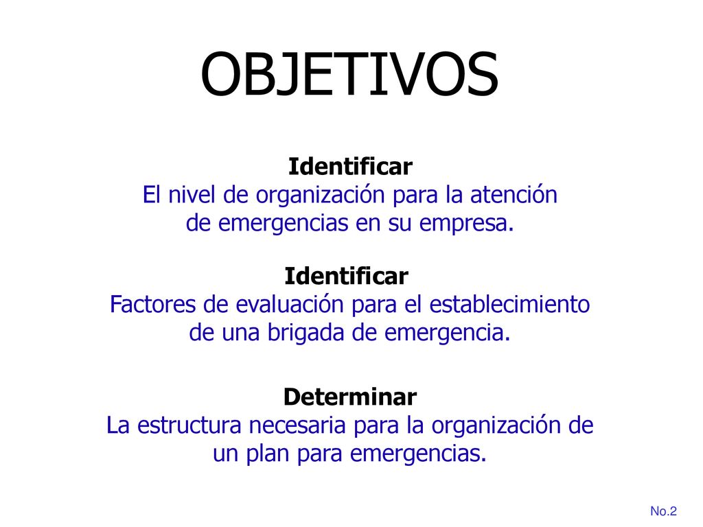OBJETIVOS Identificar El nivel de organización para la atención