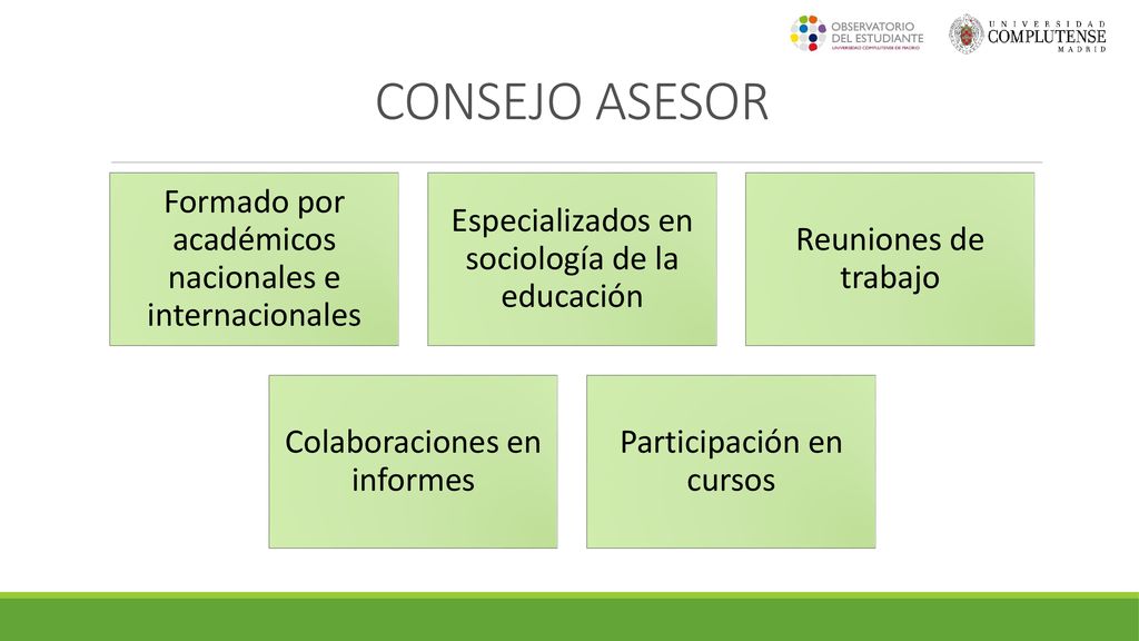 CONSEJO ASESOR Formado por académicos nacionales e internacionales