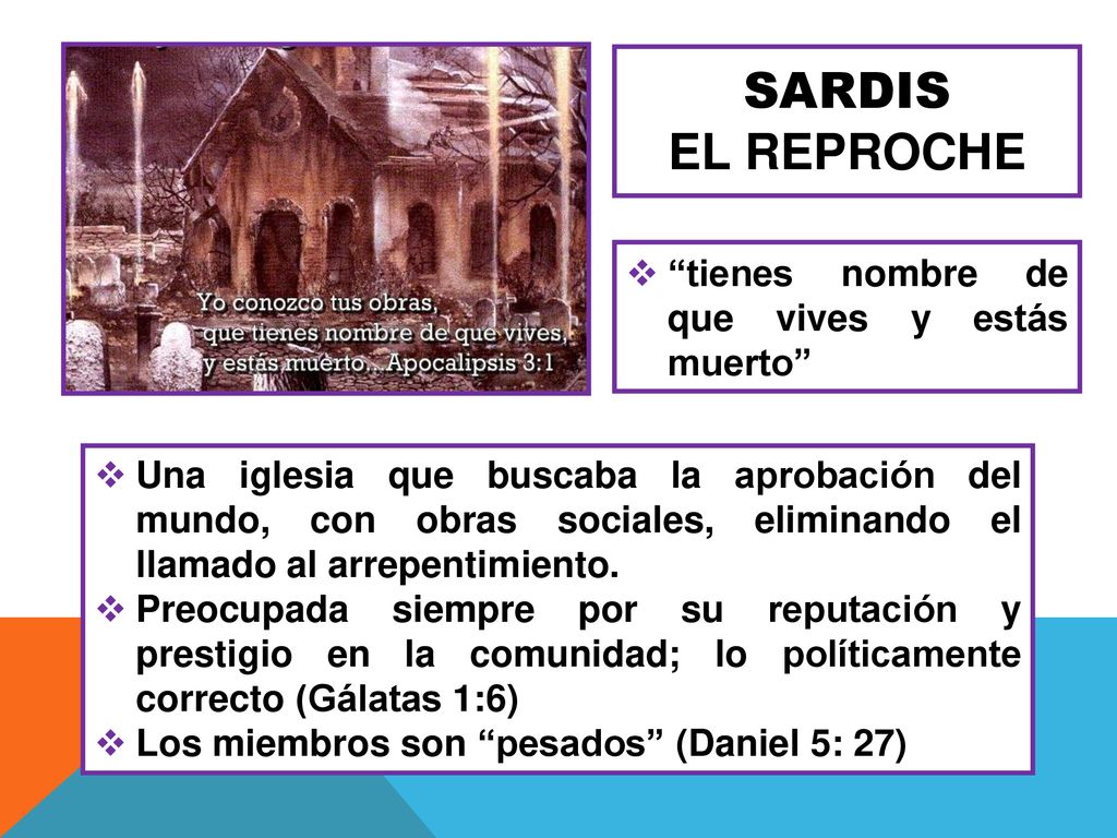 SARDIS EL REPROCHE tienes nombre de que vives y estás muerto