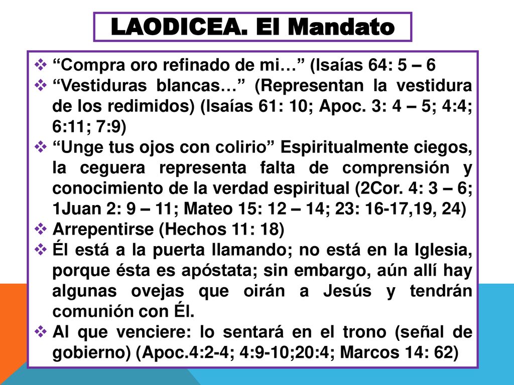 LAODICEA. El Mandato Compra oro refinado de mi… (Isaías 64: 5 – 6