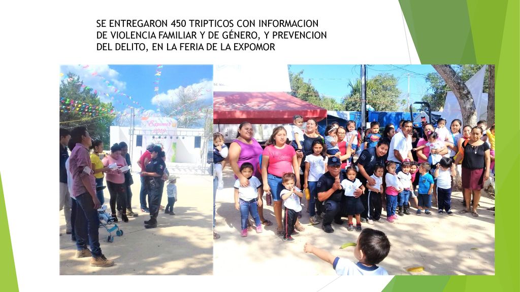 SE ENTREGARON 450 TRIPTICOS CON INFORMACION DE VIOLENCIA FAMILIAR Y DE GÉNERO, Y PREVENCION DEL DELITO, EN LA FERIA DE LA EXPOMOR