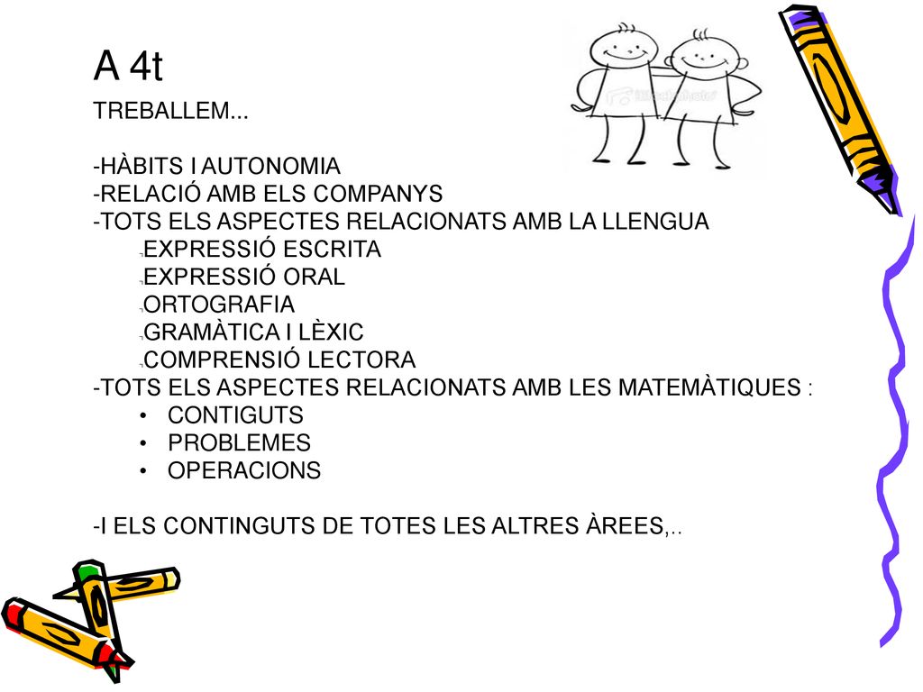 A 4t TREBALLEM... HÀBITS I AUTONOMIA RELACIÓ AMB ELS COMPANYS