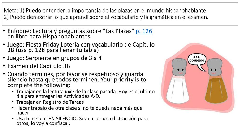 Juego: Serpiente en grupos de 3 a 4 Examen del Capítulo 3B