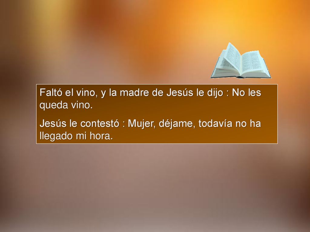Faltó el vino, y la madre de Jesús le dijo : No les queda vino.