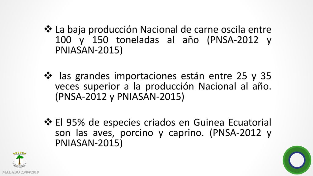 La baja producción Nacional de carne oscila entre 100 y 150 toneladas al año (PNSA-2012 y PNIASAN-2015)