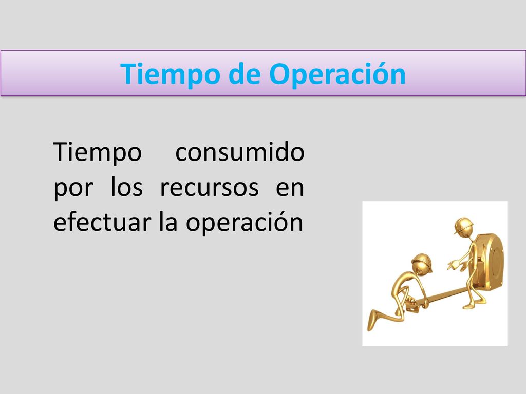 Tiempo de Operación Tiempo consumido por los recursos en efectuar la operación