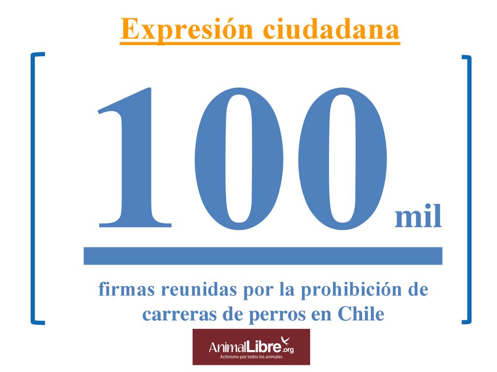 Expresión ciudadana 100mil firmas reunidas por la prohibición de carreras de perros en Chile