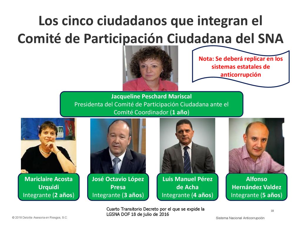 Los cinco ciudadanos que integran el Comité de Participación Ciudadana del SNA