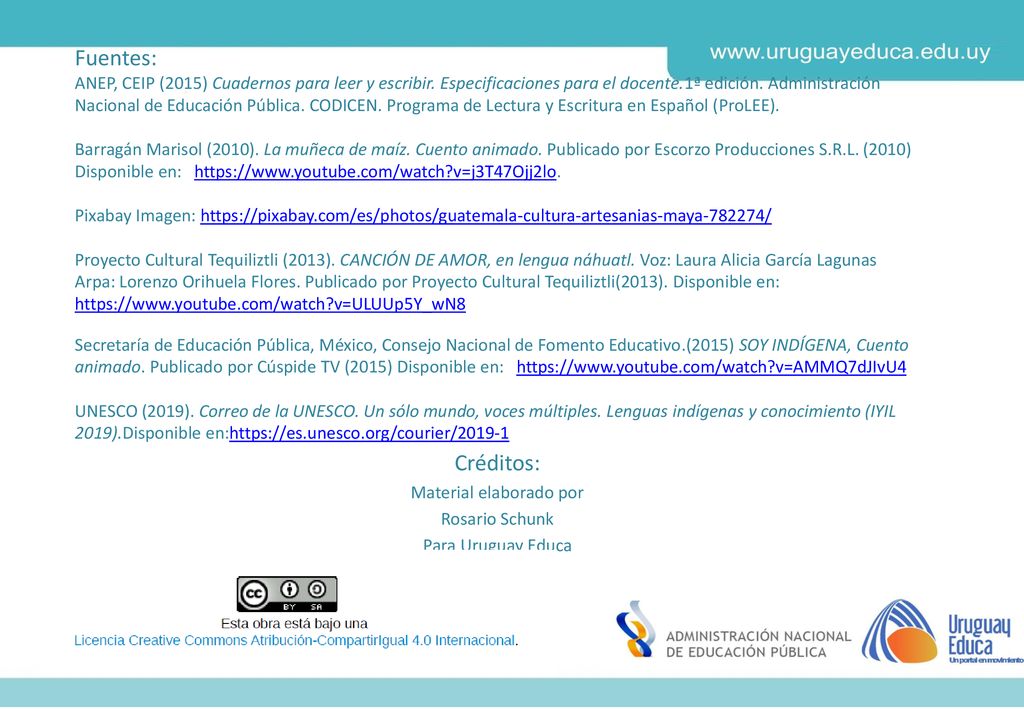 Créditos: Material elaborado por Rosario Schunk Para Uruguay Educa
