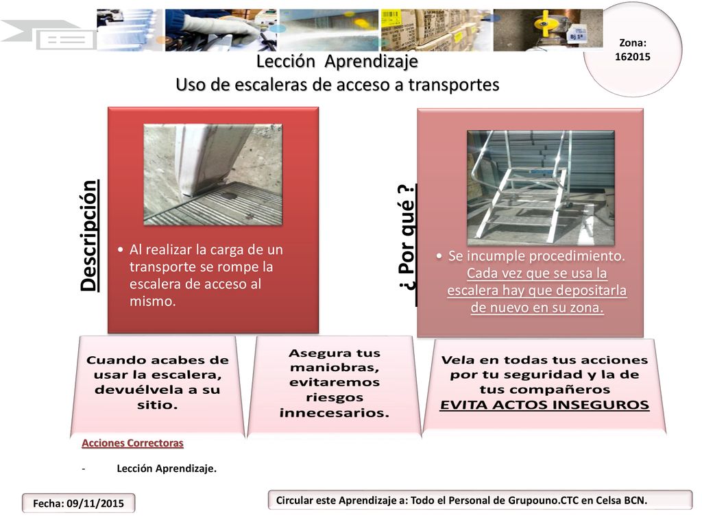 Lección Aprendizaje Uso de escaleras de acceso a transportes