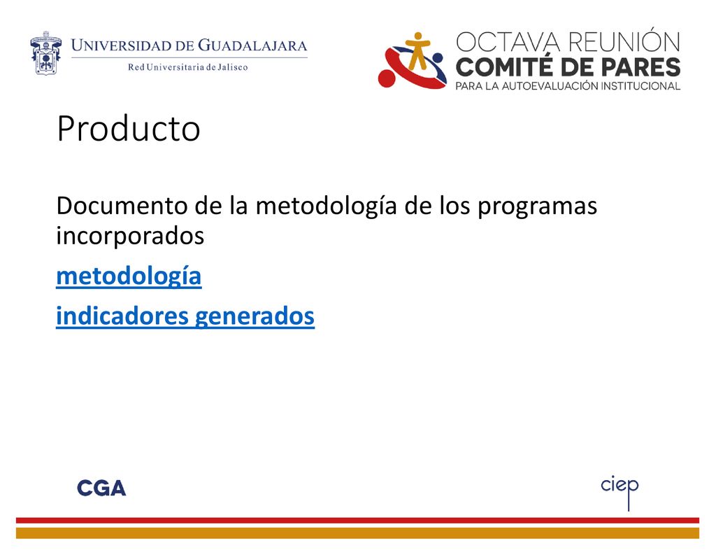 Producto Documento de la metodología de los programas incorporados metodología indicadores generados