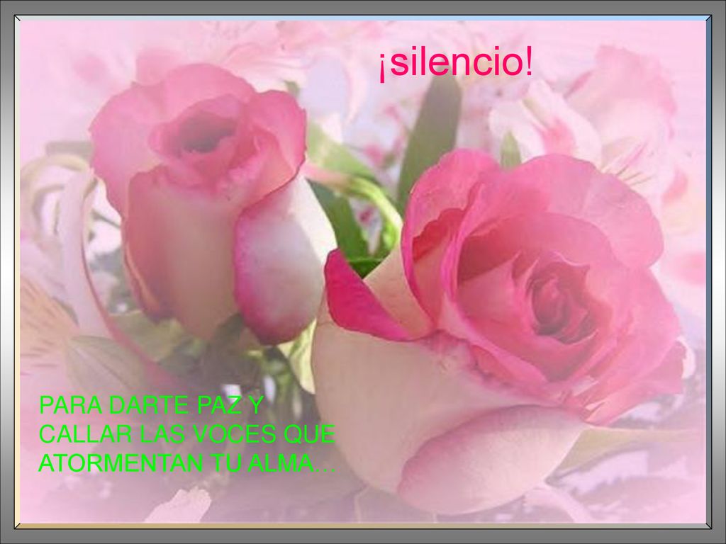 ¡silencio! PARA DARTE PAZ Y CALLAR LAS VOCES QUE ATORMENTAN TU ALMA… …