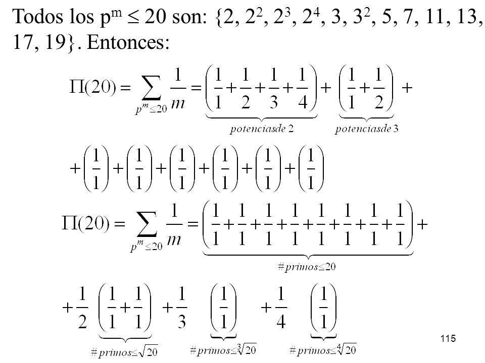 Todos los pm  20 son: {2, 22, 23, 24, 3, 32, 5, 7, 11, 13, 17, 19}. Entonces: