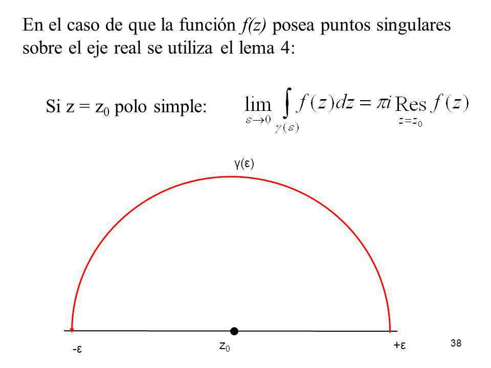 En el caso de que la función f(z) posea puntos singulares
