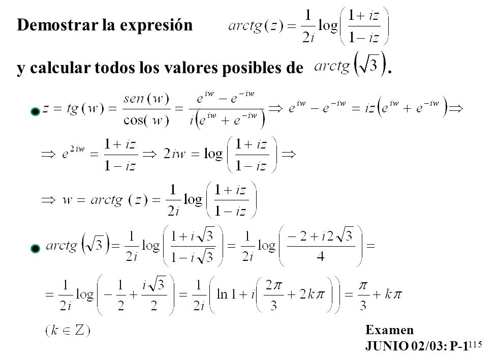 Demostrar la expresión y calcular todos los valores posibles de .