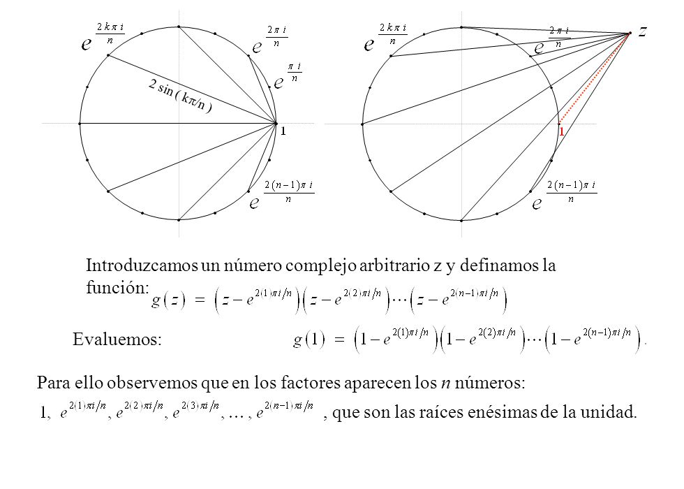 Introduzcamos un número complejo arbitrario z y definamos la función: