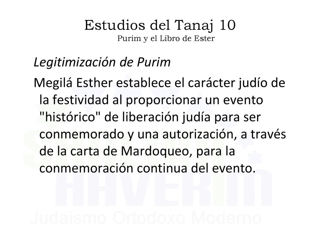 Estudios del Tanaj 10 Purim y el Libro de Ester