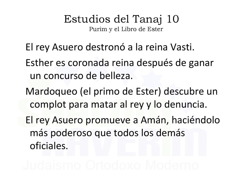 Estudios del Tanaj 10 Purim y el Libro de Ester