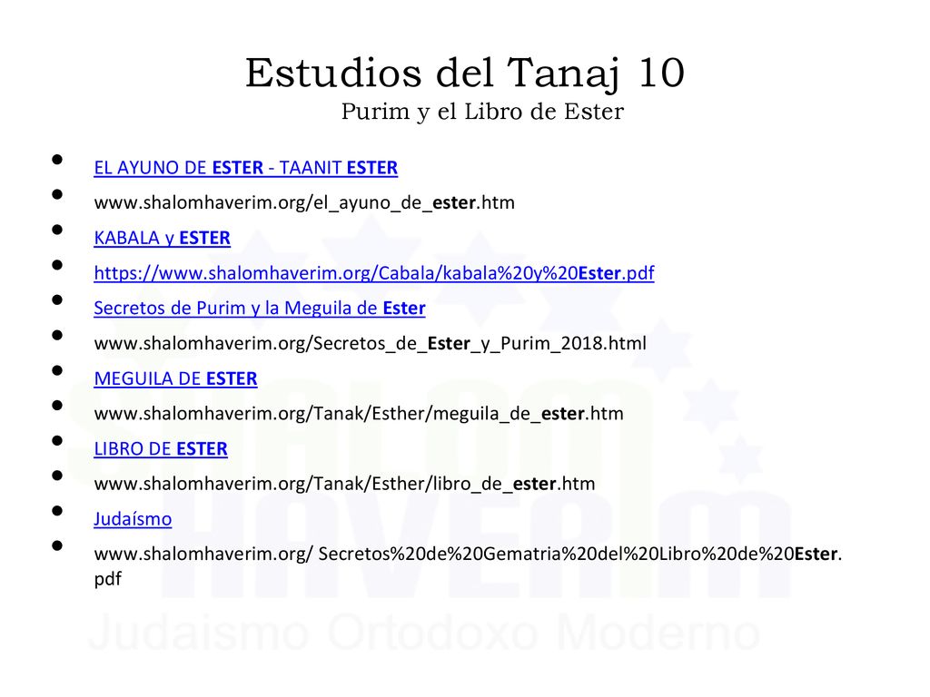 Estudios del Tanaj 10 Purim y el Libro de Ester