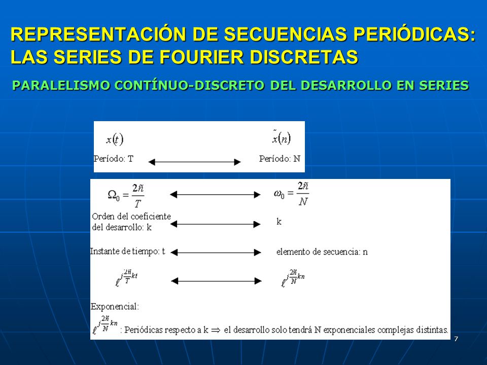 PARALELISMO CONTÍNUO-DISCRETO DEL DESARROLLO EN SERIES
