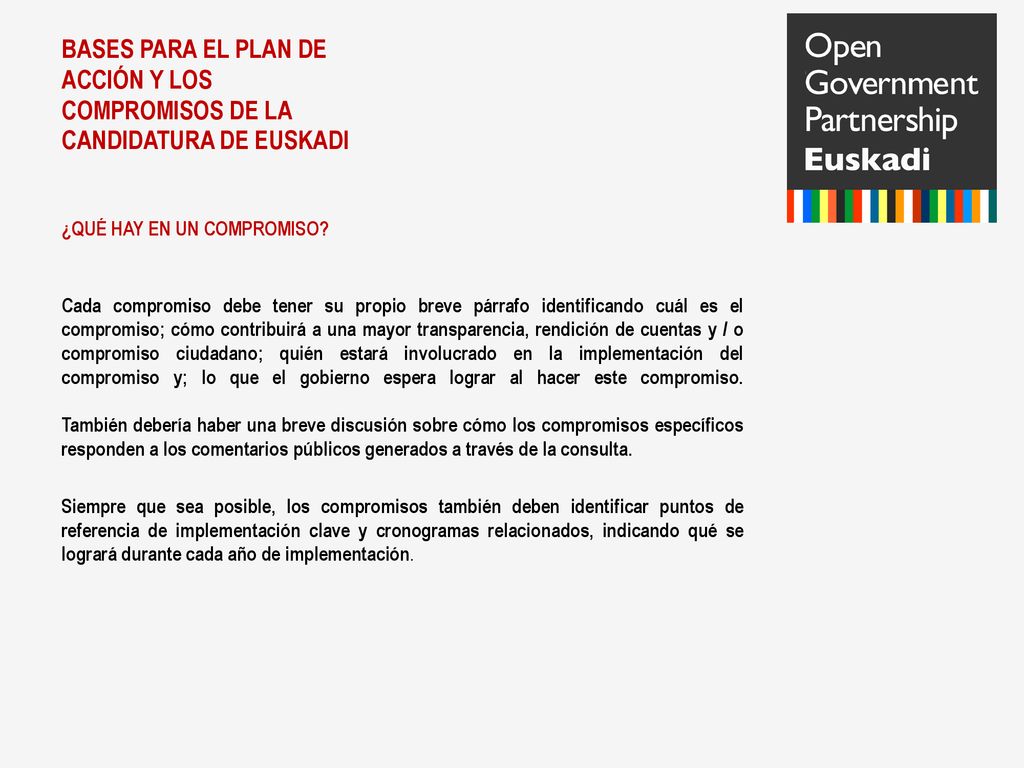 BASES PARA EL PLAN DE ACCIÓN Y LOS COMPROMISOS DE LA CANDIDATURA DE EUSKADI