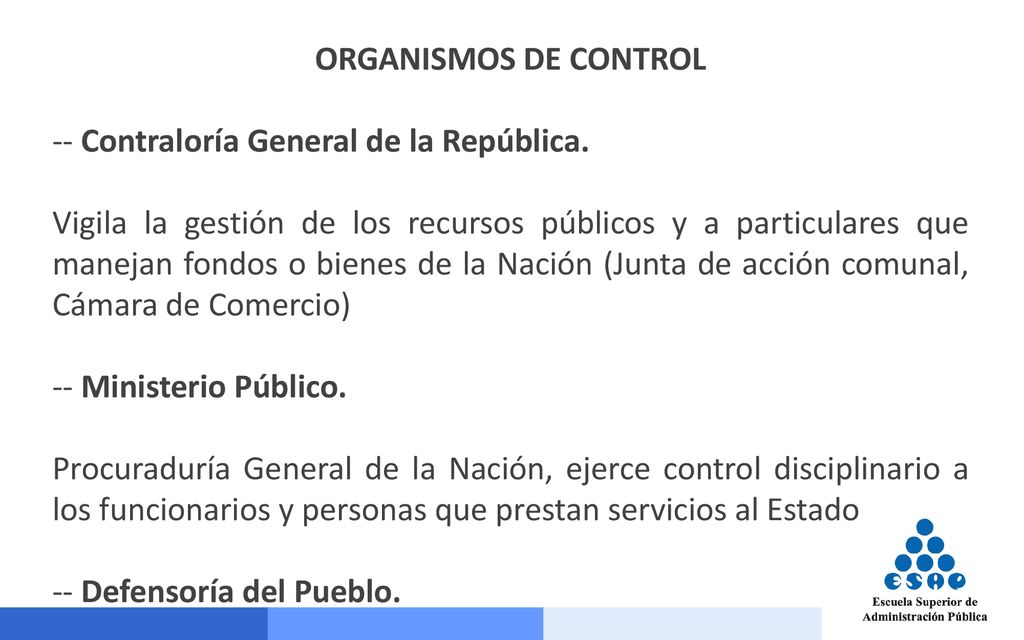 ORGANISMOS DE CONTROL -- Contraloría General de la República.