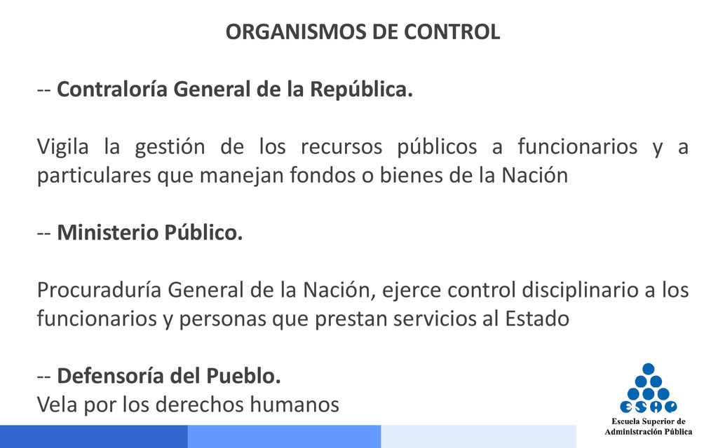 ORGANISMOS DE CONTROL -- Contraloría General de la República.