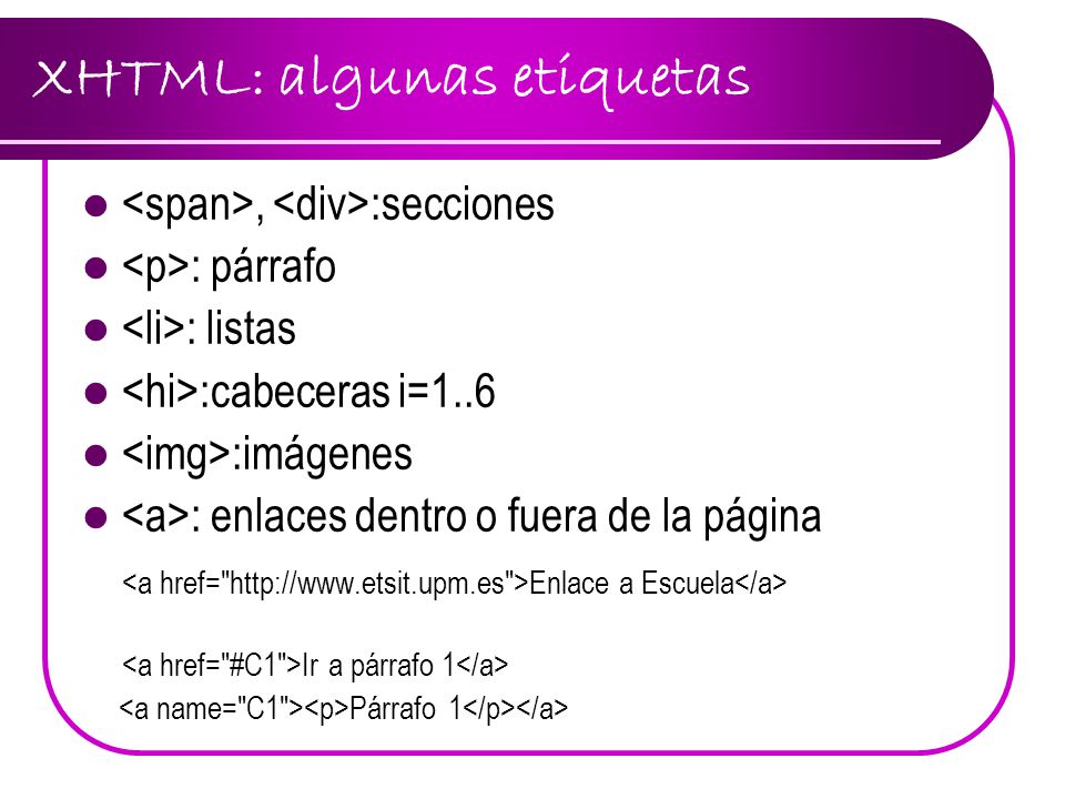 XHTML: algunas etiquetas