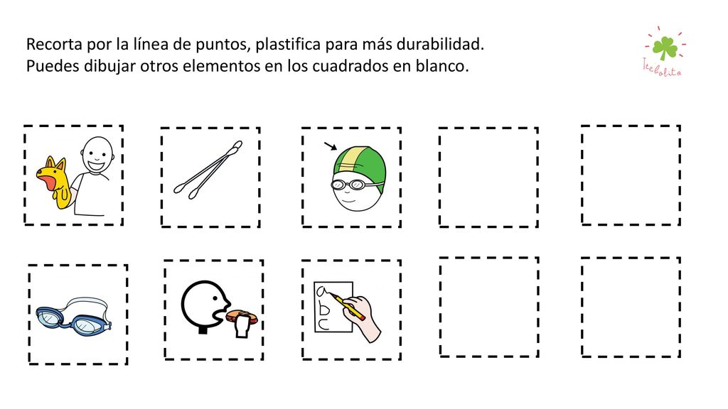 Recorta por la línea de puntos, plastifica para más durabilidad.