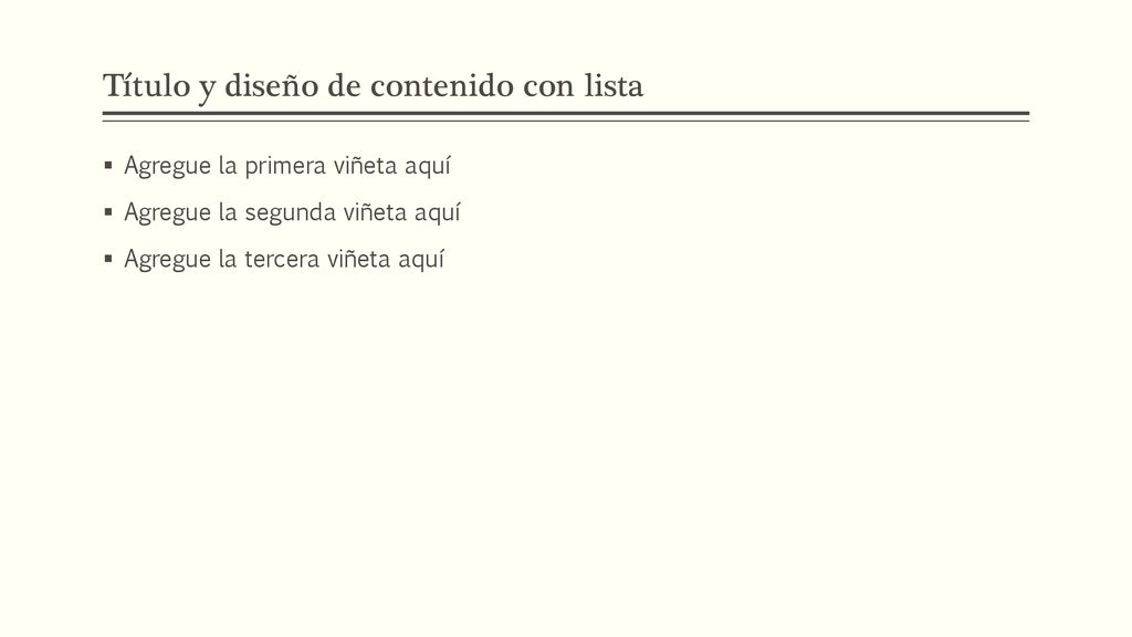 Título y diseño de contenido con lista