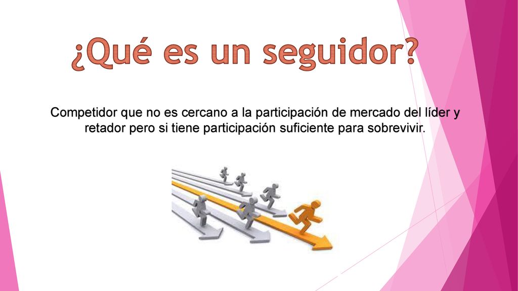 ¿Qué es un seguidor Competidor que no es cercano a la participación de mercado del líder y.