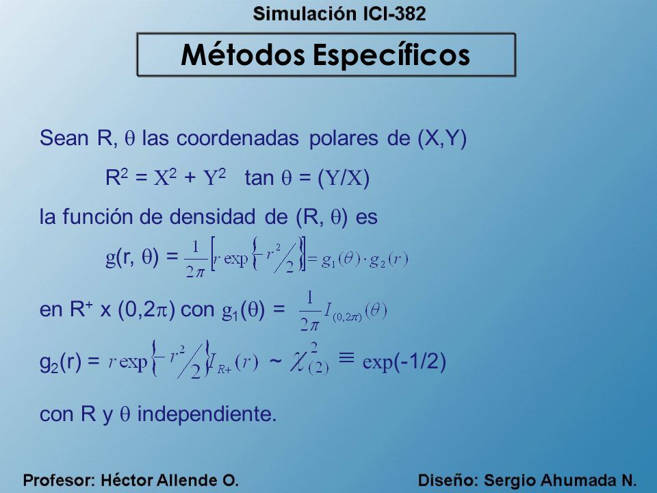 Métodos Específicos Sean R,  las coordenadas polares de (X,Y)