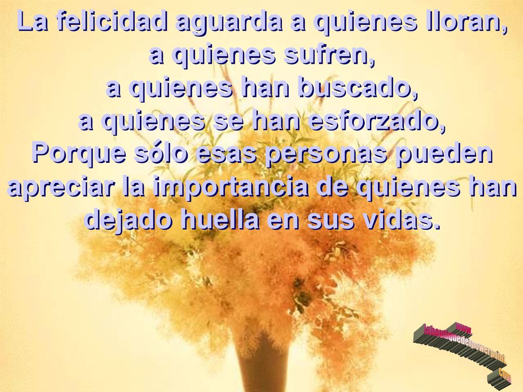 La felicidad aguarda a quienes lloran, a quienes se han esforzado,