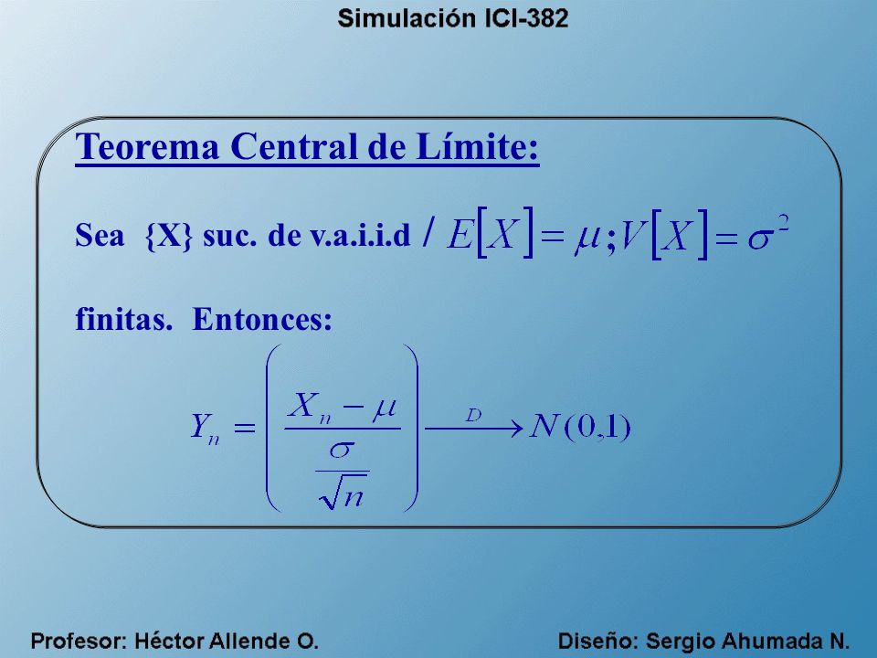 Teorema Central de Límite: