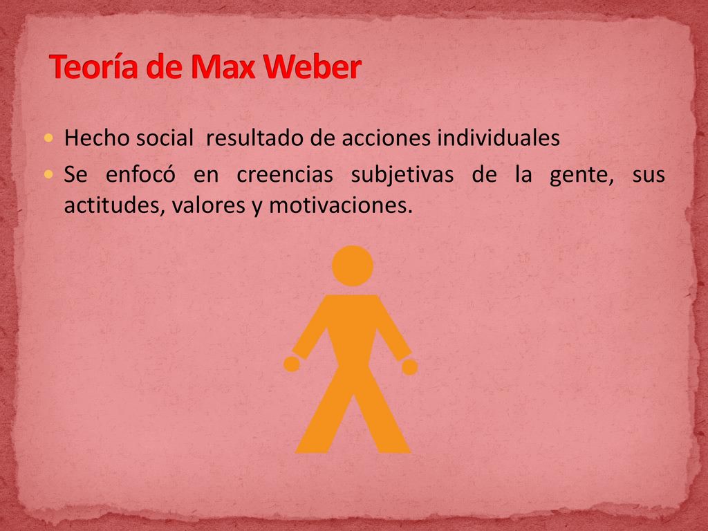 Teoría de Max Weber Hecho social resultado de acciones individuales