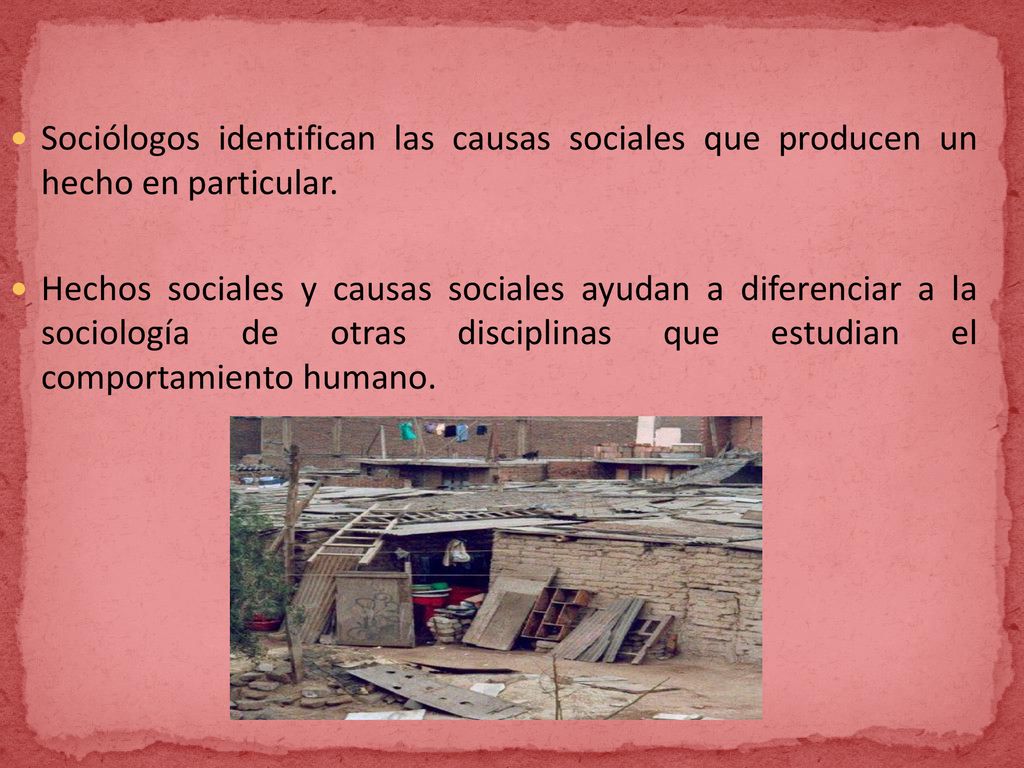 Sociólogos identifican las causas sociales que producen un hecho en particular.