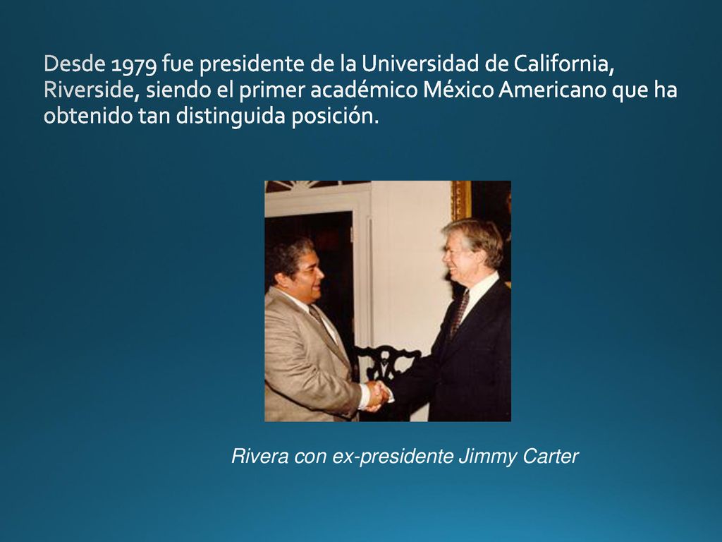 Desde 1979 fue presidente de la Universidad de California, Riverside, siendo el primer académico México Americano que ha obtenido tan distinguida posición.