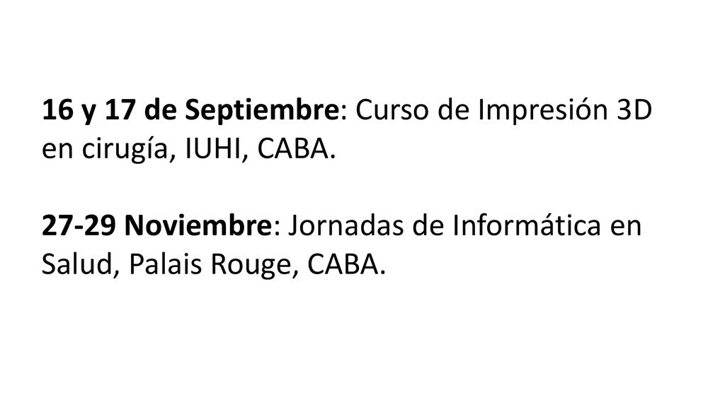 16 y 17 de Septiembre: Curso de Impresión 3D en cirugía, IUHI, CABA.