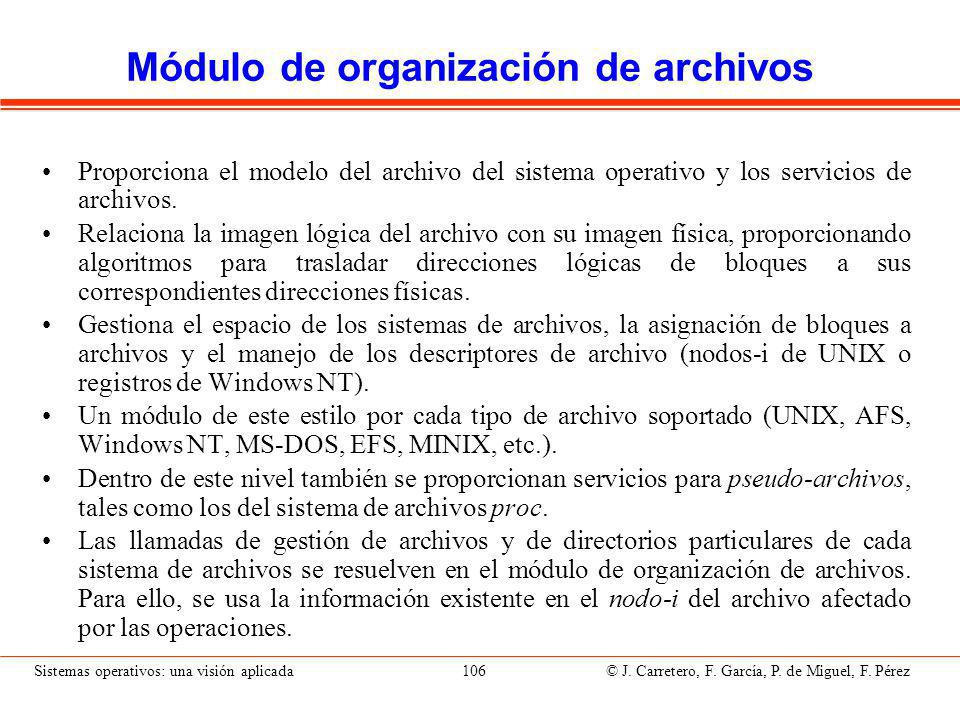 Servidor de bloques Se encarga de emitir los mandatos genéricos para leer y escribir bloques a los manejadores de dispositivo.