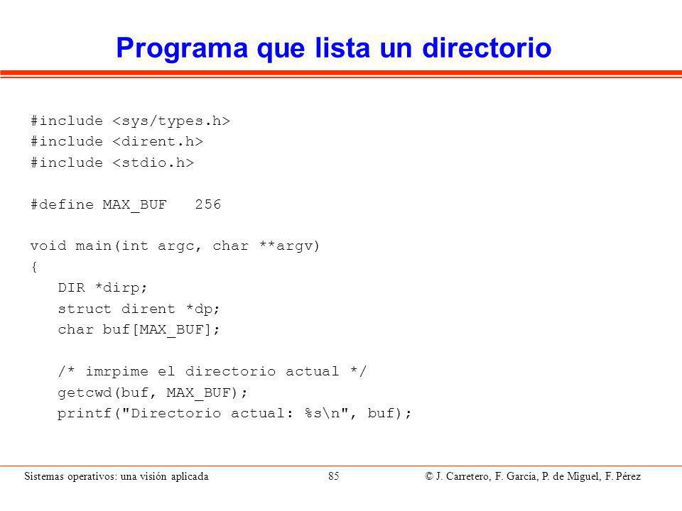 Programa que lista un directorio (II)