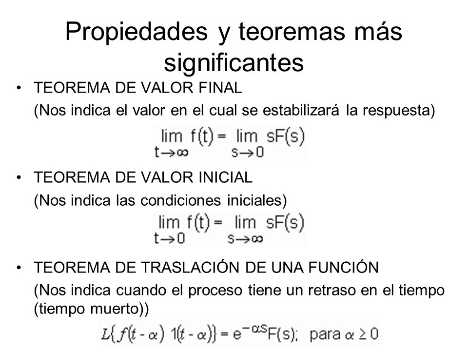 Propiedades y teoremas más significantes