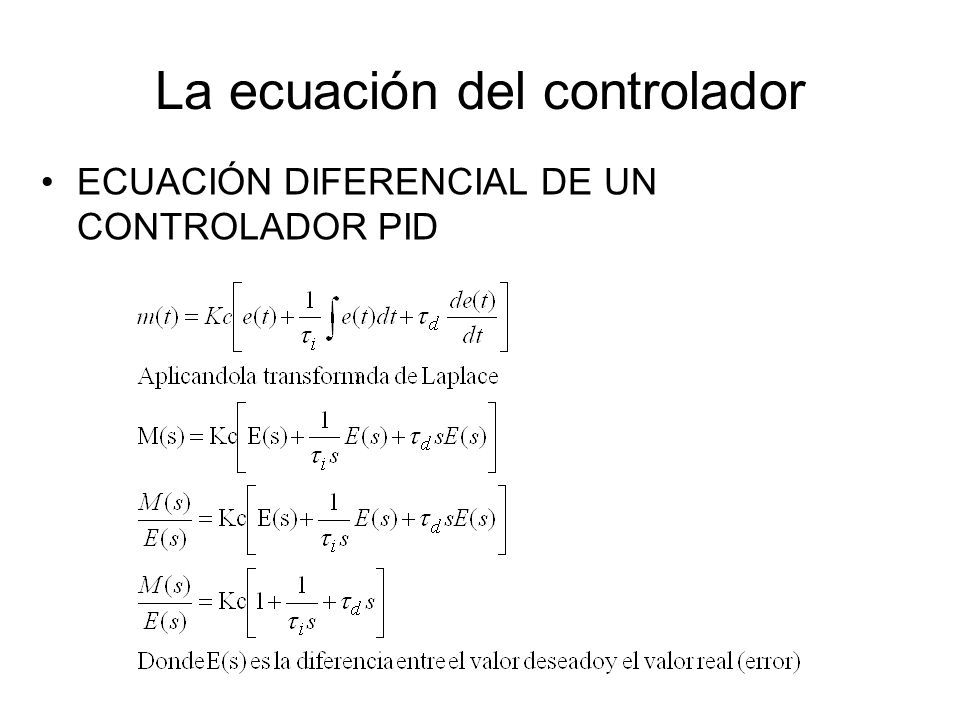 La ecuación del controlador