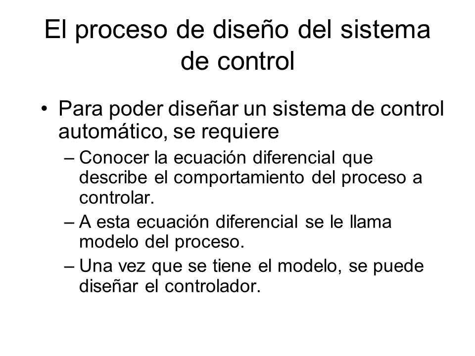 El proceso de diseño del sistema de control
